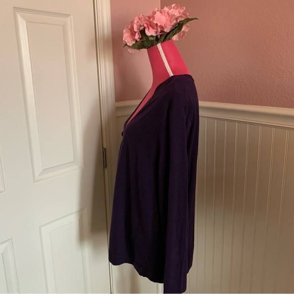 Purple 3-Button V-Neck Cardigan, Perfect Condition, XL Petite - Picture 5 of 6